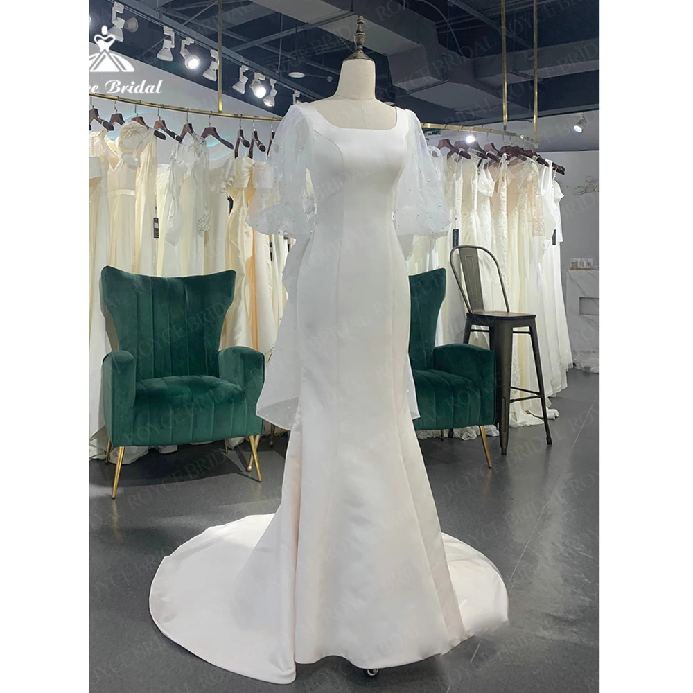 Playful Cute Bow Satin Wedding Dresses 2023 Square Collar Peals Puff Sleeve Mermaid Backless Beach Bride Dress Vestido De Noiva
Playful Cute Bow Satin Wedding Dresses 2023 Square Collar Peals Puff Sleeve Mermaid Backless Beach Bride Dress Vestido De Noiva