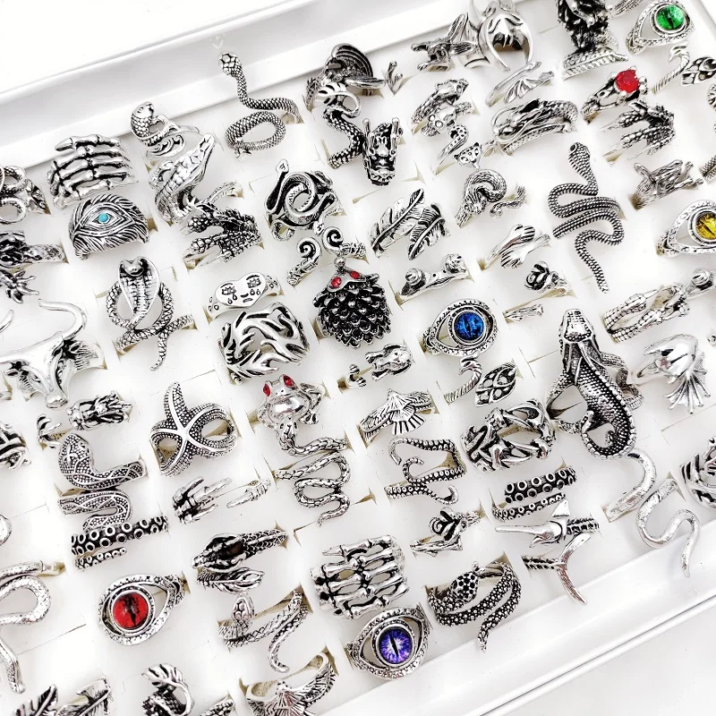 12Pcs/Lot Vintage Punk Snake Dragon Animal Devil's Eye Adjustable Rings for Men and Woman Mixed Open Hip Hop Gothic Jewelry Gift
12Pcs/Lot Vintage Punk Snake Dragon Animal Devil's Eye Adjustable Rings for Men and Woman Mixed Open Hip Hop Gothic Jewelry Gift