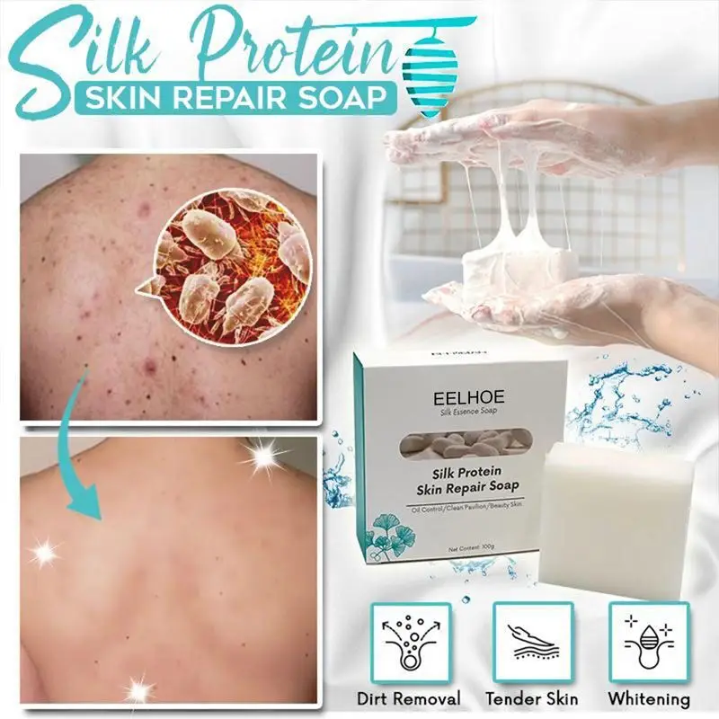 Silk Protein Mites Soap Acne Blackhead Mite Dirt Removal Treatment Whitening Moisturizing Oil-Control Cleaning Facial Skin Care
Silk Protein Mites Soap Acne Blackhead Mite Dirt Removal Treatment Whitening Moisturizing Oil-Control Cleaning Facial Skin Care