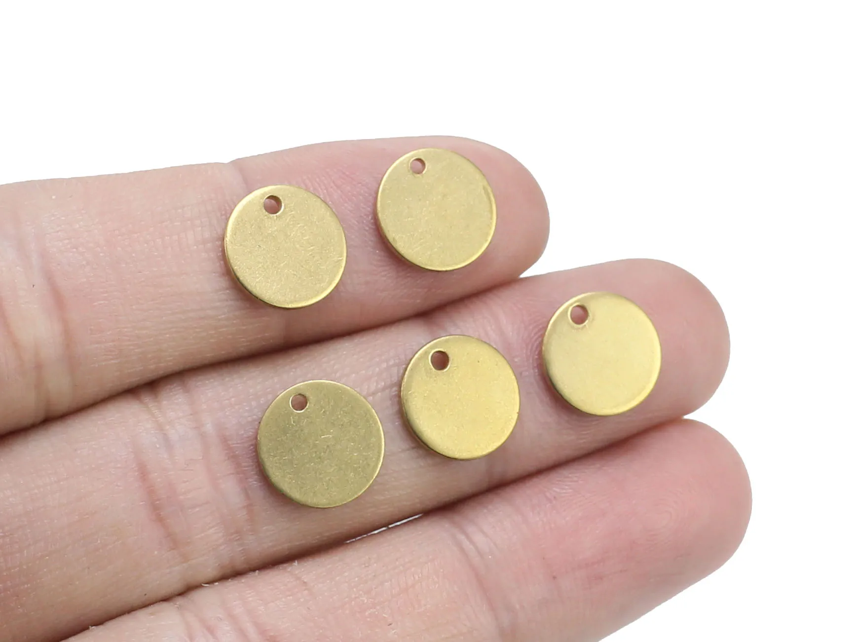 

50pcs Brass Round Charm, Mini Round Earring charms, 10x1mm, Round Brass Findings, Blank Stamping Tags, Jewelry making R172