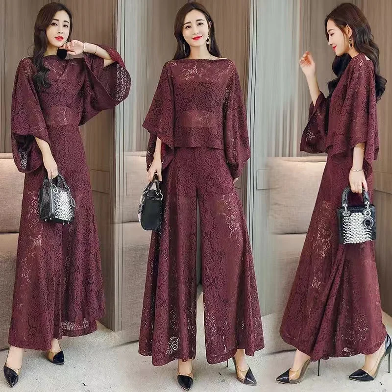 2022 Women's Summer Suit Lace Hollow Wide Leg Pants Suit Women's Two-piece Fashion Loose Sexy Suit
2022 Women's Summer Suit Lace Hollow Wide Leg Pants Suit Women's Two-piece Fashion Loose Sexy Suit