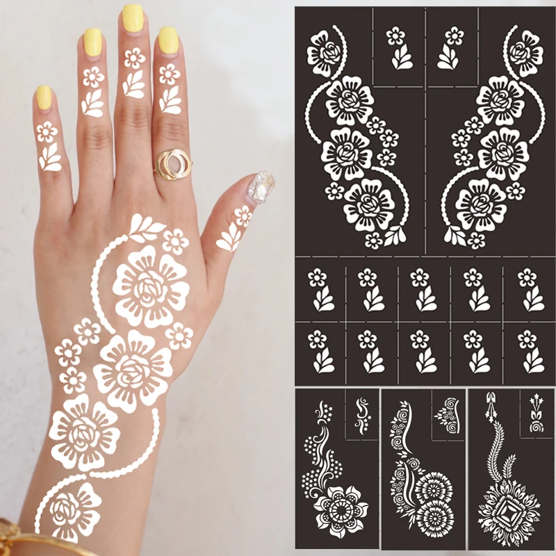 Reusable Temporary Henna Tattoo Stencil Hand Finger Sleeve Foot Tattoo Flowers Mandala Stencils for Airbrush Painting Templates
Reusable Temporary Henna Tattoo Stencil Hand Finger Sleeve Foot Tattoo Flowers Mandala Stencils for Airbrush Painting Templates