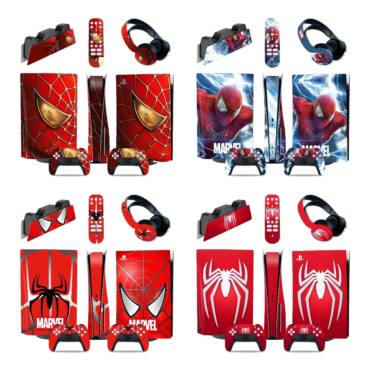 Наклейка «Человек-паук» для консоли PlayStation 5, защитный чехол для джойстика, для PS5 5 в 1, наборы чехлов, Виниловая наклейка для игр, подарок для ...