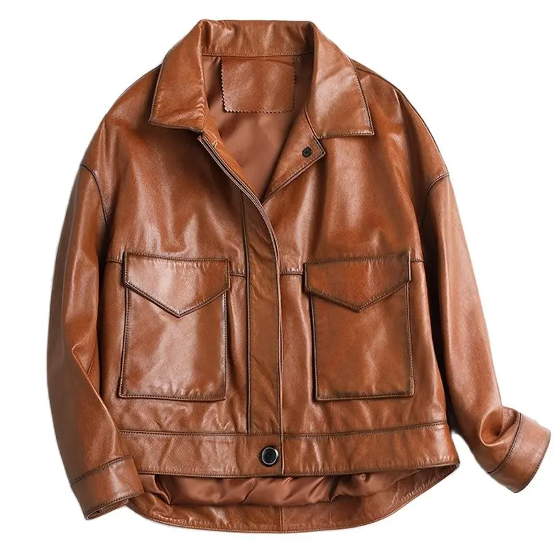 2023 New Spring Jackets Women Genuine Leather Coat Lady Oversize Bomber Vegetable Tanned Leather Jackets Sheepskin Jacket CL4035
2023 New Spring Jackets Women Genuine Leather Coat Lady Oversize Bomber Vegetable Tanned Leather Jackets Sheepskin Jacket CL4035