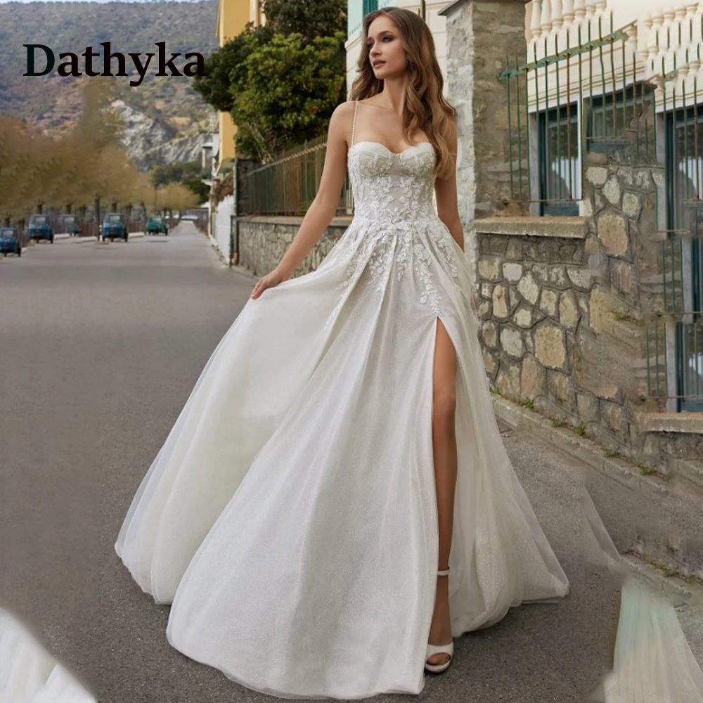 Dathyka Delicate Sweetheart Slit Wedding Gowns For Women Sleeveless Appliques Backless Voile Vestido De Casamento Customized
Dathyka Delicate Sweetheart Slit Wedding Gowns For Women Sleeveless Appliques Backless Voile Vestido De Casamento Customized