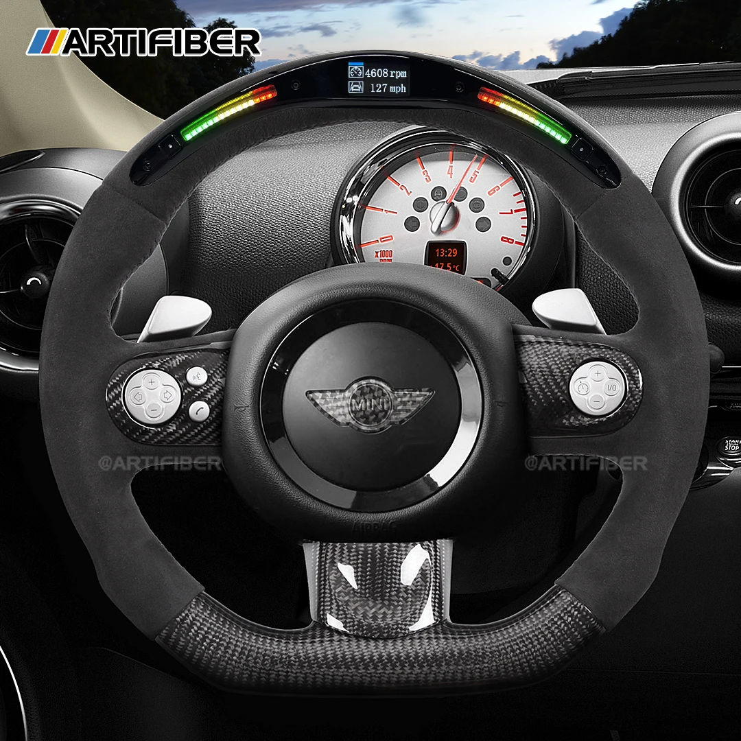 

100% Real Carbon Fiber Steering Wheel for MINI R59 R60 R61 F55 F56 Cooper Club-man Country-man Road-ster JC-W