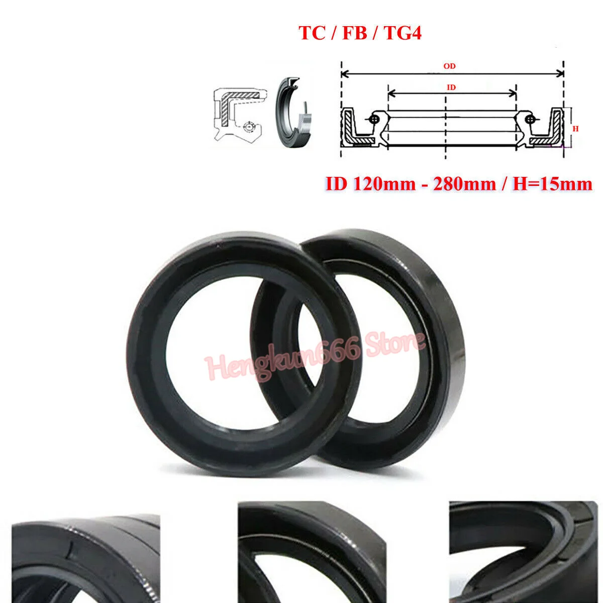 1/2/5pcs TC/FB/TG4 Skeleton Oil Sealing Rings ID 120-280mm, Thickness 15mm Nitrile NBR Double Lip Seals for Rotation Shaft
1/2/5pcs TC/FB/TG4 Skeleton Oil Sealing Rings ID 120-280mm, Thickness 15mm Nitrile NBR Double Lip Seals for Rotation Shaft