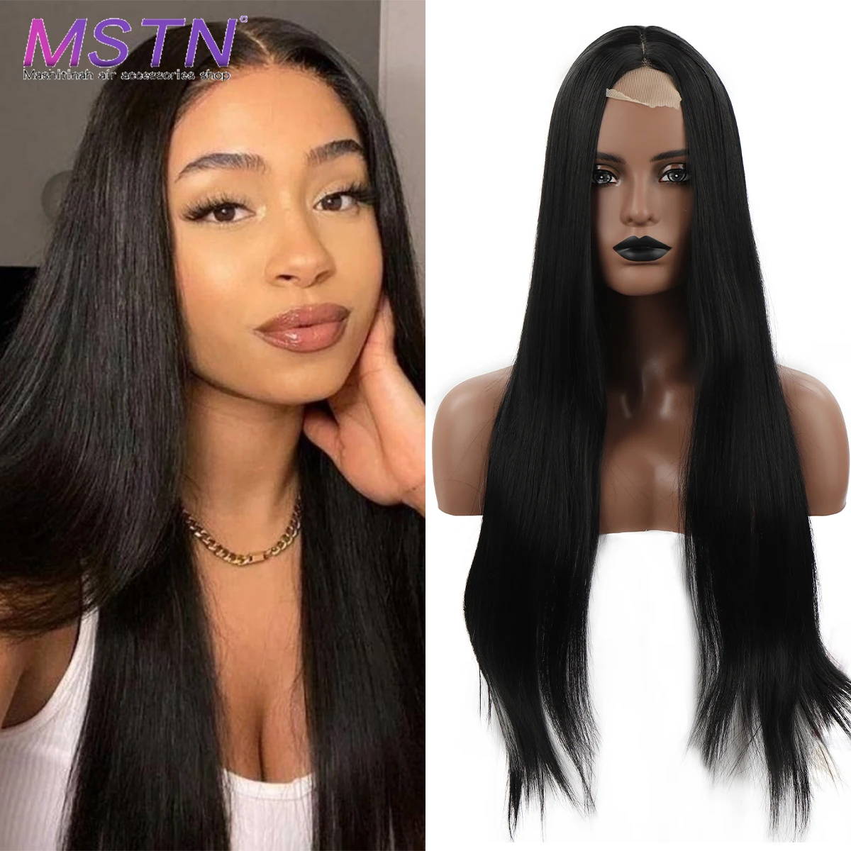 MSTN Synthetic Cosplay Hair Long Straight Wig U-Shaped Middle Part Black Gray Highlight Heat Resistant Blonde Hair for Women
MSTN Synthetic Cosplay Hair Long Straight Wig U-Shaped Middle Part Black Gray Highlight Heat Resistant Blonde Hair for Women