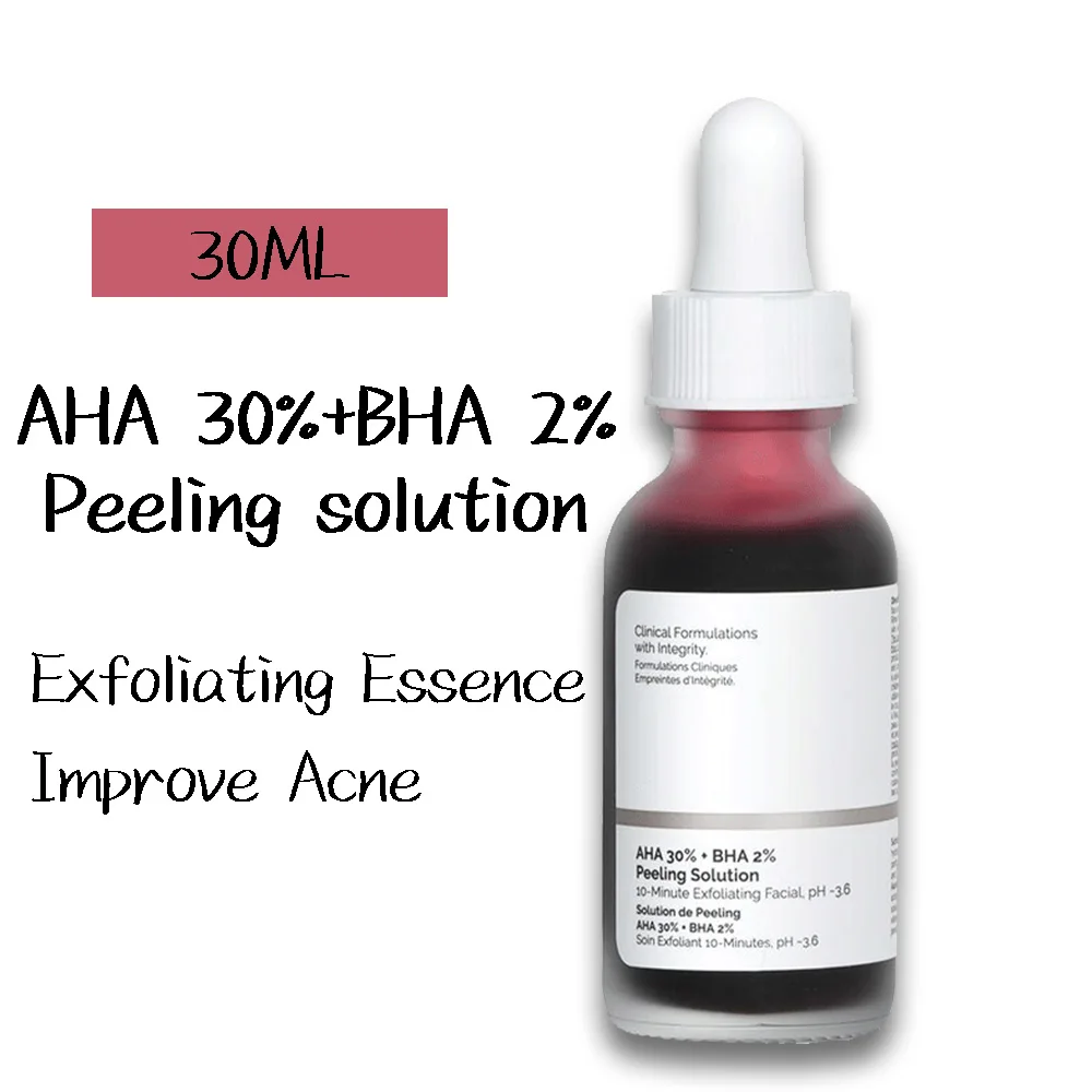 Original AHA 30%+BHA 2% Peeling Solution 30ml Reduce Fine Lines Exfoliating Essence Improve Acne and Closed Mouth Cleaning Pores
Original AHA 30%+BHA 2% Peeling Solution 30ml Reduce Fine Lines Exfoliating Essence Improve Acne and Closed Mouth Cleaning Pores