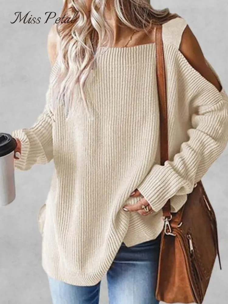 MISS PETAL Open Shoulder Oversized Sweater For Woman Beige Casual Loose Waistcoat 2023 Autumn Winter Pullovers Top Outerwear
MISS PETAL Open Shoulder Oversized Sweater For Woman Beige Casual Loose Waistcoat 2023 Autumn Winter Pullovers Top Outerwear