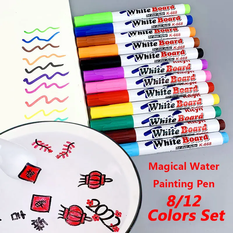 Magical Water Painting Pen Whiteboard Markers Floating Ink Pen Doodle Water Pens Montessori Early Education Toy Art Supplies
Magical Water Painting Pen Whiteboard Markers Floating Ink Pen Doodle Water Pens Montessori Early Education Toy Art Supplies