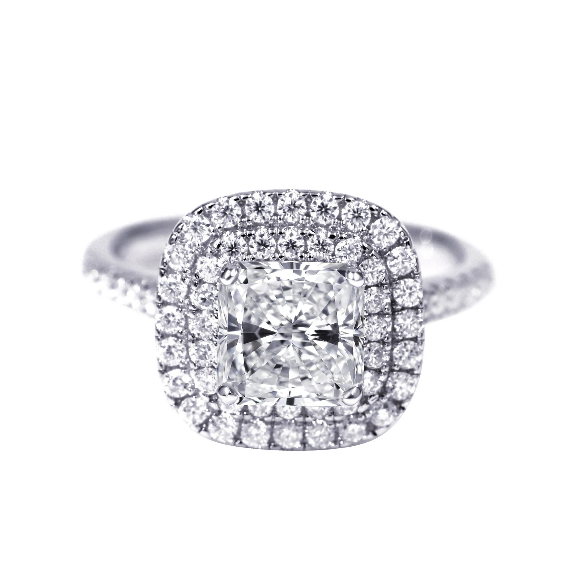 

Tianyu Gems 6.5mm Radiant Cut Moissanite Engagement Rings 925 Silver 18K White Gold Plated 1.6ctw DEF Diamonds Women Halo Ring