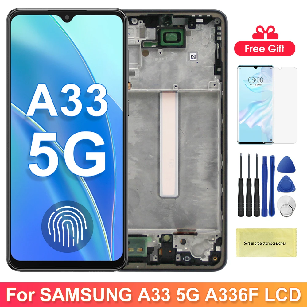 

Super Amoled Screen for Samsung Galaxy A33 5G A336 A336B A336E Lcd Display Digital Touch Screen With Frame for Samsung A33 5G