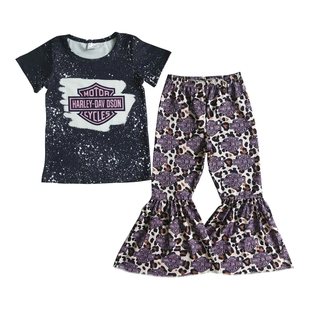 Baby Girls Clothes Motor Cycles Black Short Sleeves Leopard Baby Bell Bottom Pants Sets Children Clothing Sets
Baby Girls Clothes Motor Cycles Black Short Sleeves Leopard Baby Bell Bottom Pants Sets Children Clothing Sets