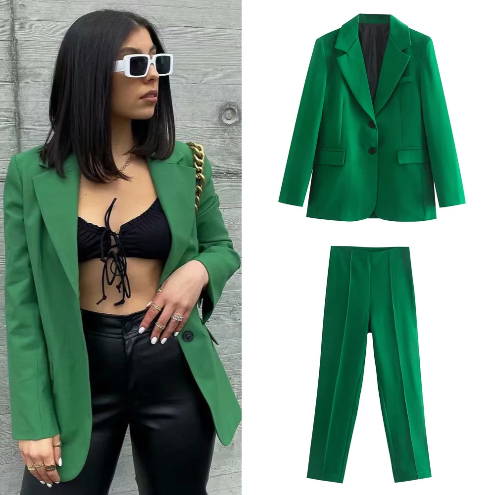 PB&ZA 2022 Summer New Women's Green Pockets Slim Fit Suit Jacket High Waist Commuter Trousers Two-piece Set 2639703
PB&ZA 2022 Summer New Women's Green Pockets Slim Fit Suit Jacket High Waist Commuter Trousers Two-piece Set 2639703