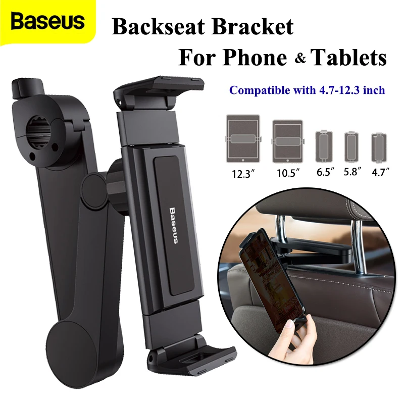 

Baseus Car Back seat Bracket for 4.7-12.3 inch Mobile Phone Tablet Holder Hardrest Mount Foldable Clip Auto Car Backseat Holder