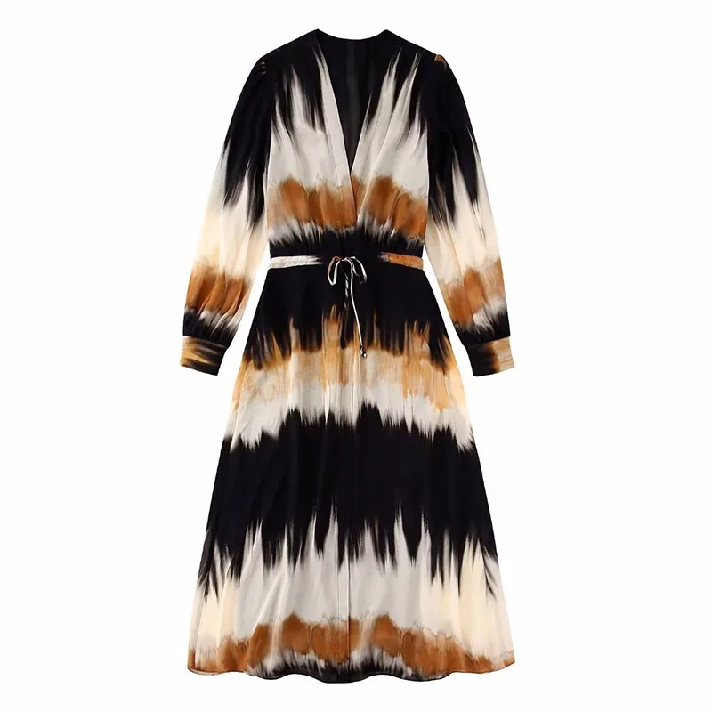 ZATRHMBM Women 2022 Autumn Fashio Tie-Dye Midi Dress Vintage V Neck Long Sleeves Drawstring Female Dresses Vestidos Mujer
ZATRHMBM Women 2022 Autumn Fashio Tie-Dye Midi Dress Vintage V Neck Long Sleeves Drawstring Female Dresses Vestidos Mujer