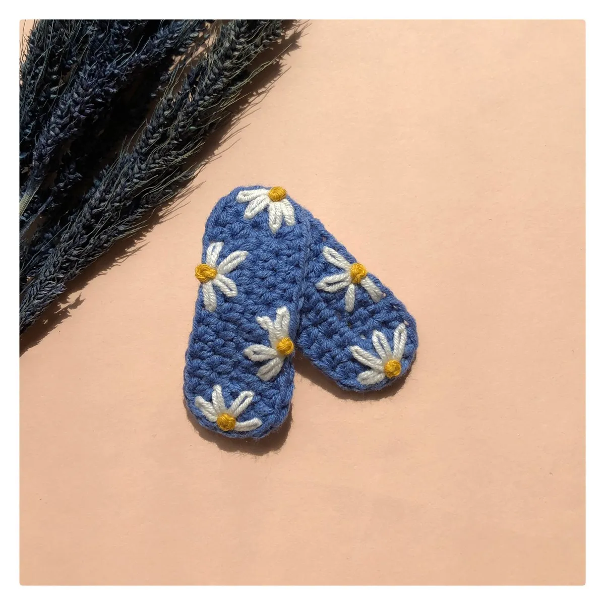 

Jaju Baby Kids Handmade Crochet Made Blue Three Daisy Snaps 2 Pieces Knitted Buckle