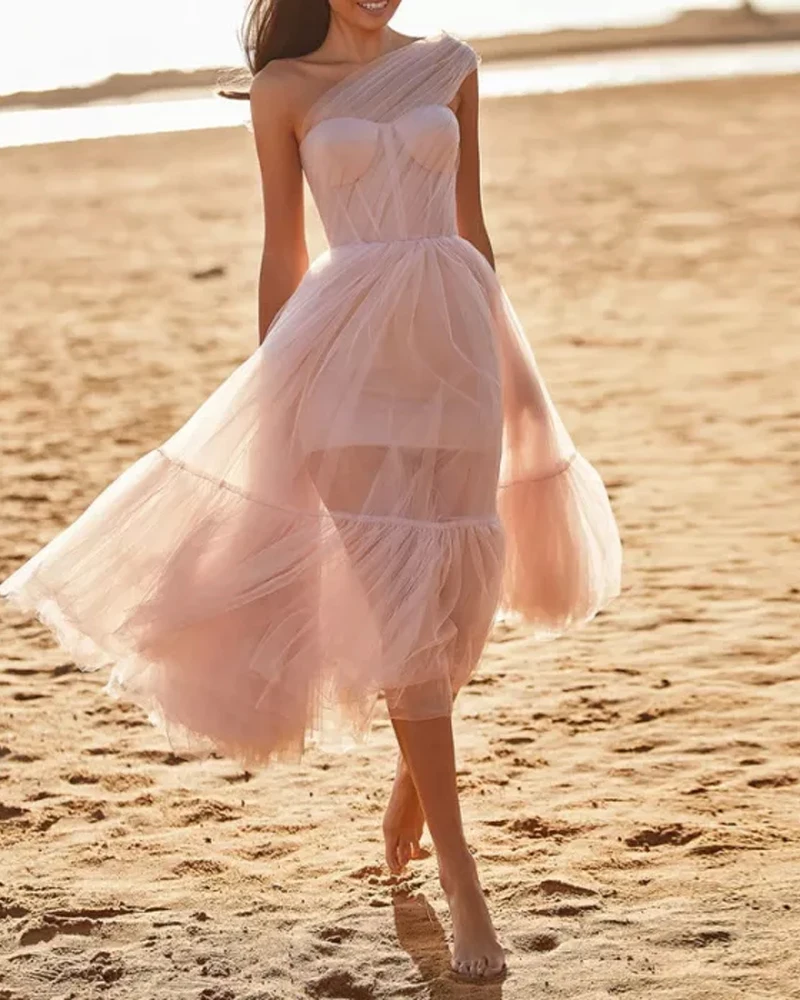 Women's Prom Dresses One Shoulder Sleeveless Layered Tulle Back Lace Up Fashion Solid Color Long Length Sexy Party Ball Gowns
Women's Prom Dresses One Shoulder Sleeveless Layered Tulle Back Lace Up Fashion Solid Color Long Length Sexy Party Ball Gowns