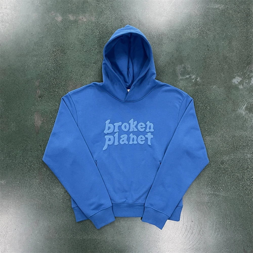 

broken planet hooded sweater BPM cobalt blue hoodie luxury high quality jacket men's and women's same style college hip-hop clot