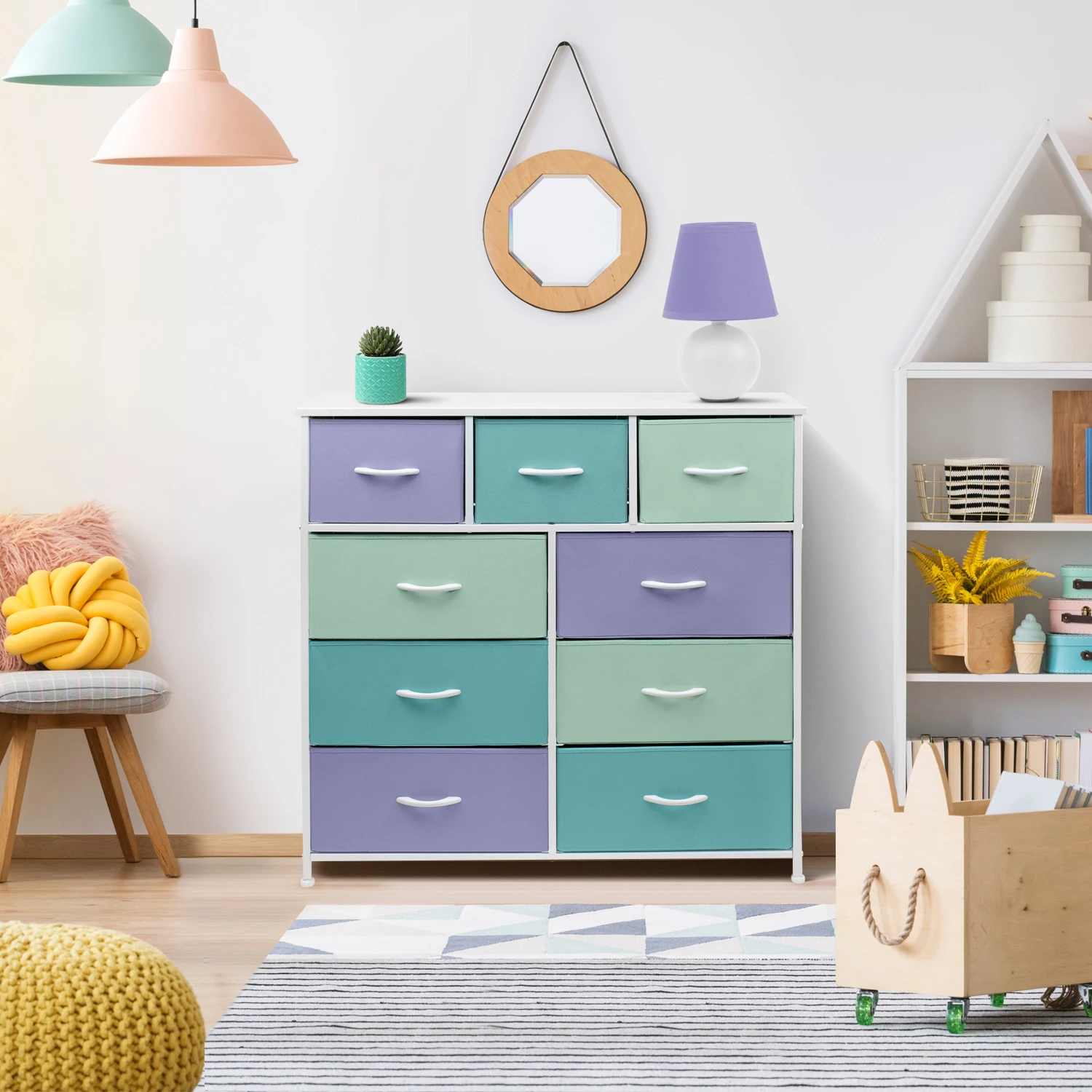 9-Drawer Multicolor Dresser, Fabric Storage Tower for Bedroom, Nursery, Entryway, Closets, Tall Chest Organizer Unit with Steel
9-Drawer Multicolor Dresser, Fabric Storage Tower for Bedroom, Nursery, Entryway, Closets, Tall Chest Organizer Unit with Steel