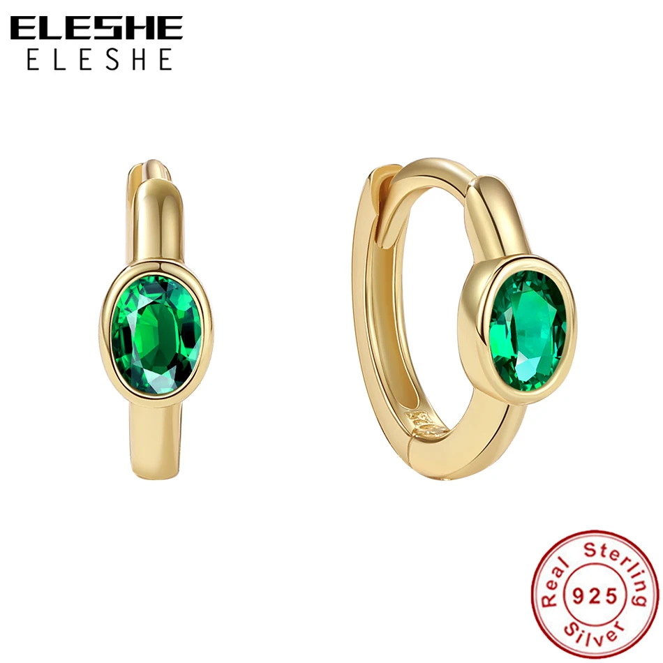 ELESHE 925 Sterling Silver Simple Luxury Green Zircon Hoop Earrings Women Fashion Piercing Earrings Party Jewelry Accessories
ELESHE 925 Sterling Silver Simple Luxury Green Zircon Hoop Earrings Women Fashion Piercing Earrings Party Jewelry Accessories