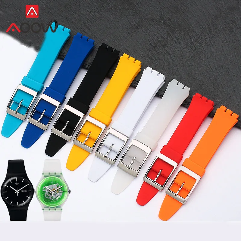 17mm 19mm Colorful Silicone Strap for Swatch Stainless Steel Pin Buckle Men Women Waterproof Replacement Bracelet Watch Band
17mm 19mm Colorful Silicone Strap for Swatch Stainless Steel Pin Buckle Men Women Waterproof Replacement Bracelet Watch Band