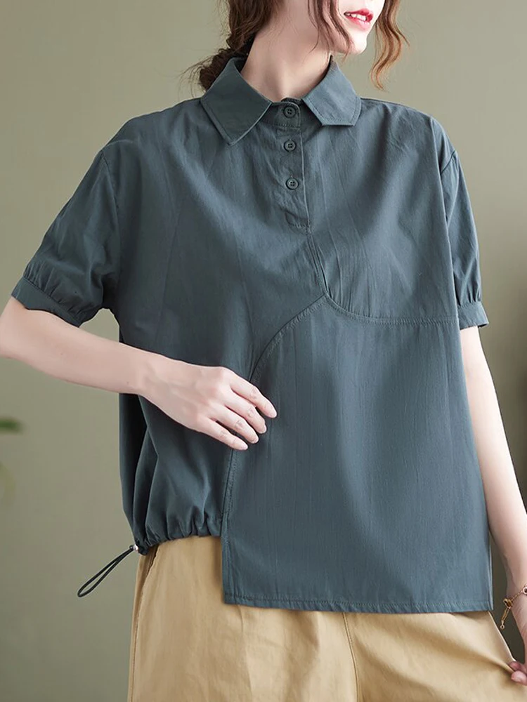 Fashion 2022 Summer Short Sleeve New Irregular Shirt Women's Solid Color Casual All-match Loose Polo Collar Pullover Shirt Trend
Fashion 2022 Summer Short Sleeve New Irregular Shirt Women's Solid Color Casual All-match Loose Polo Collar Pullover Shirt Trend