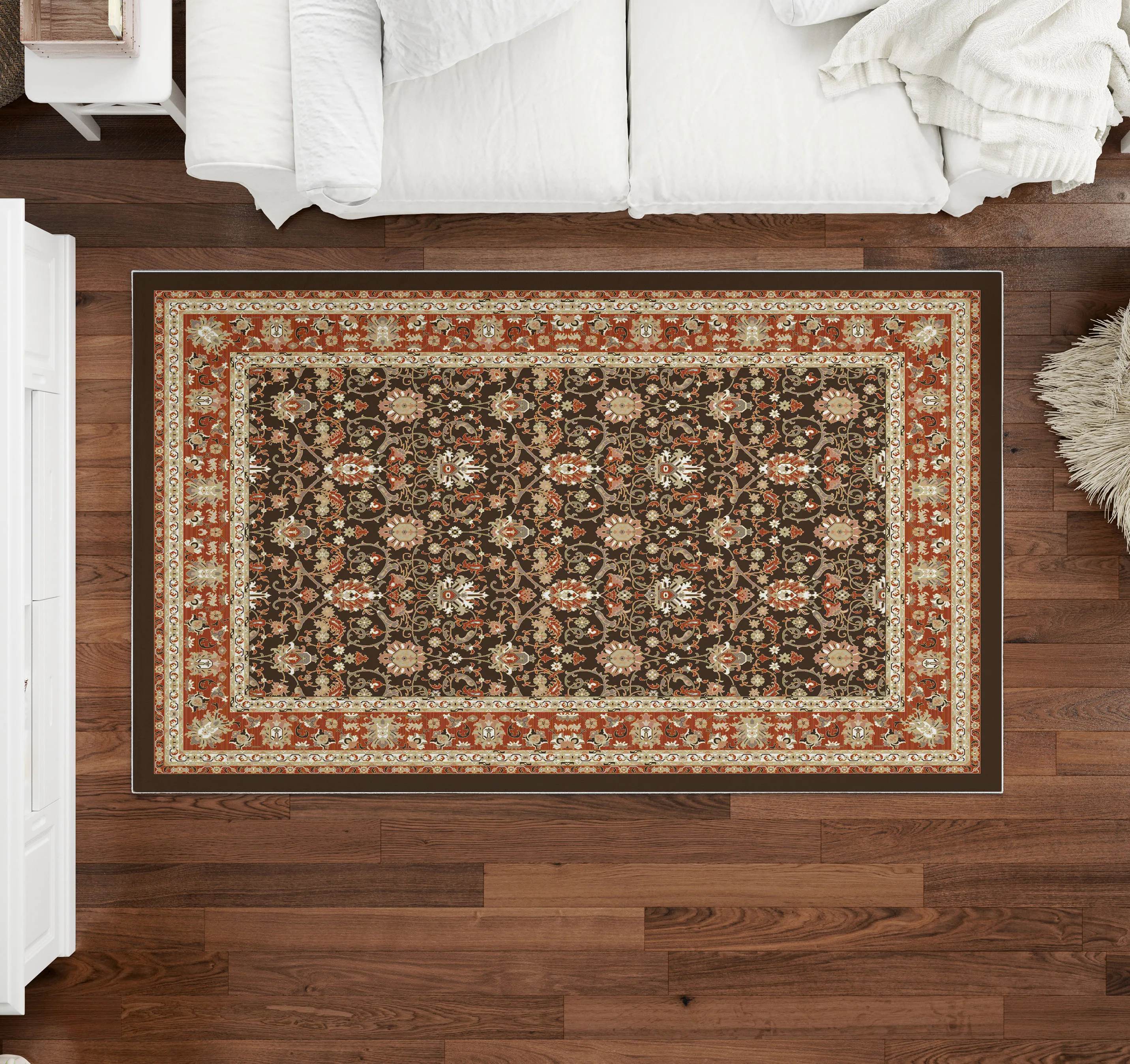 

Brown Retro Area Rug Fashion Carpet Turkish Floor Soft Modern Decoration Non-Slip Home Decor Thick Runner Durable Kilim