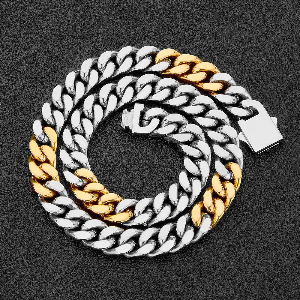 Hip Hop Cuban Link Chain Necklace Women Men Double Colorblock Miami Heavy Polished Stainless Steel Necklace Jewelry Gifts
Hip Hop Cuban Link Chain Necklace Women Men Double Colorblock Miami Heavy Polished Stainless Steel Necklace Jewelry Gifts