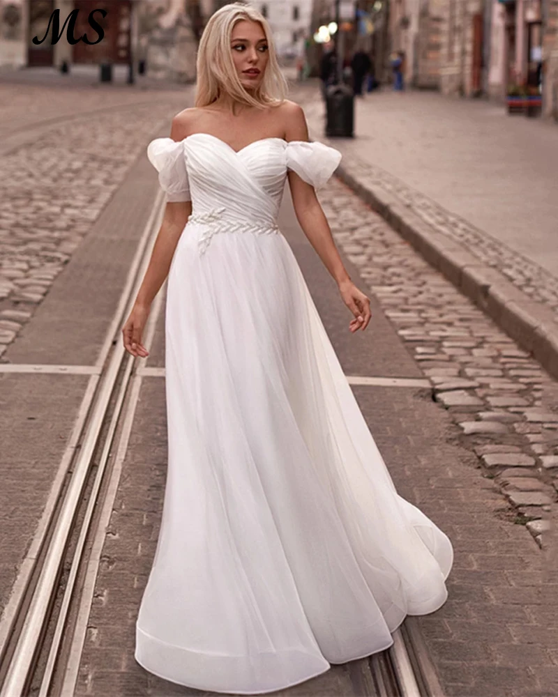 MS Simple Beach Wedding Dress Off The Shoulder White Tulle Floor Length Bridal Gowns For Women Vestido De Novia Custom Made 2022
MS Simple Beach Wedding Dress Off The Shoulder White Tulle Floor Length Bridal Gowns For Women Vestido De Novia Custom Made 2022