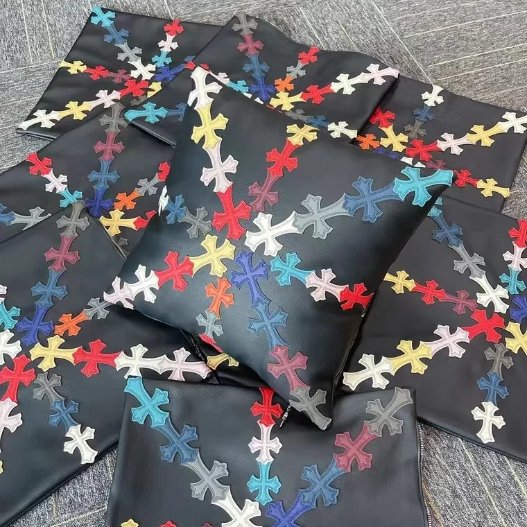 CH leather cross embroidery black color home sofa cushion office lumbar support car pillow
CH leather cross embroidery black color home sofa cushion office lumbar support car pillow