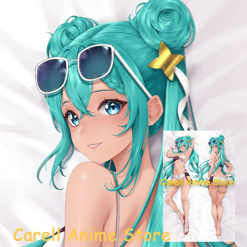 Двусторонняя наволочка Dakimakura из аниме гоночный Мику с принтом в натуральную