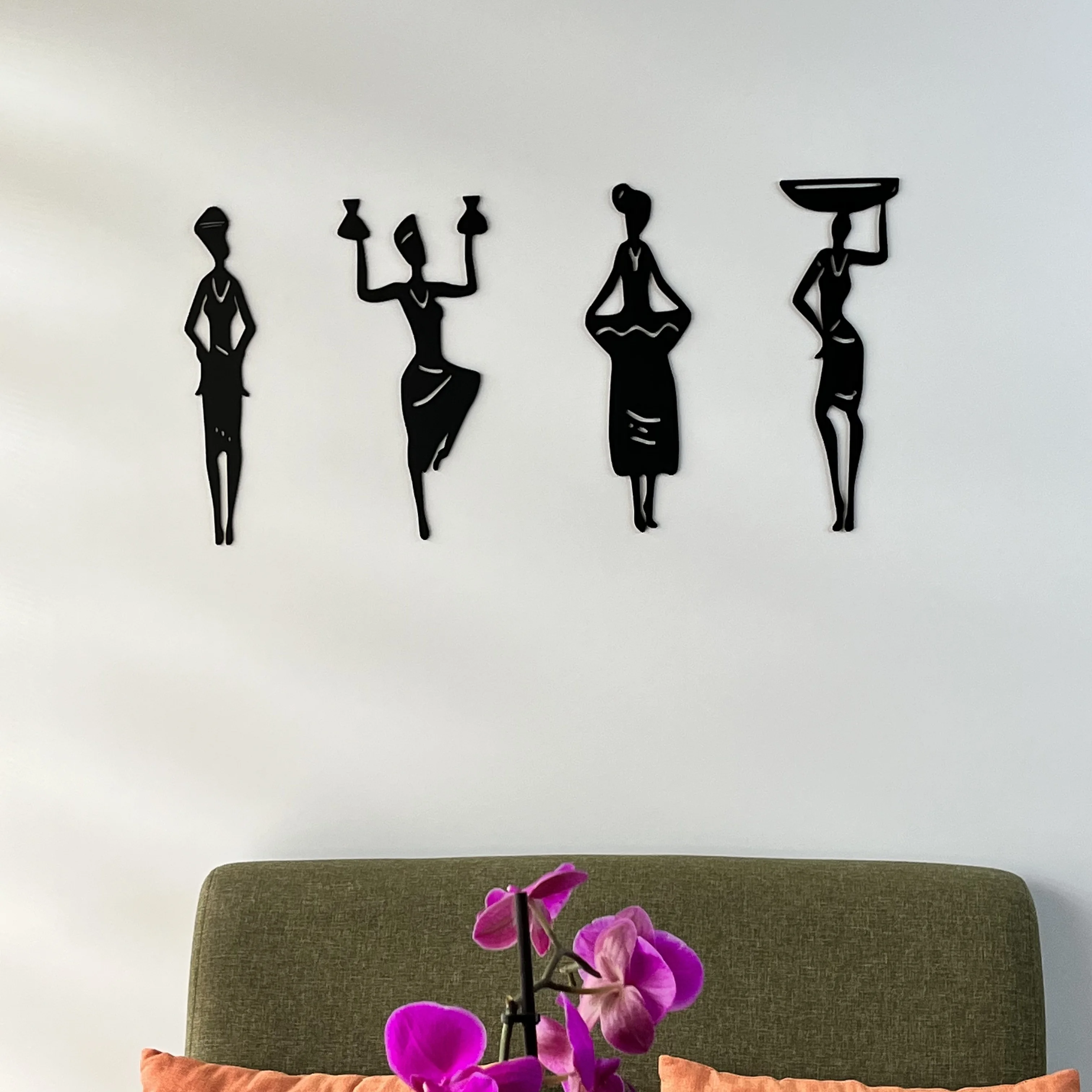 

Wooden Unframed African Women Wall Decor Quality Gift Ideas 3D MDF Black Modern Home Office Living Room Bedroom Kitchen Art Decoration Nordic Style New Charming Stylish Decorative Ornament Beautiful Souvenir Creative