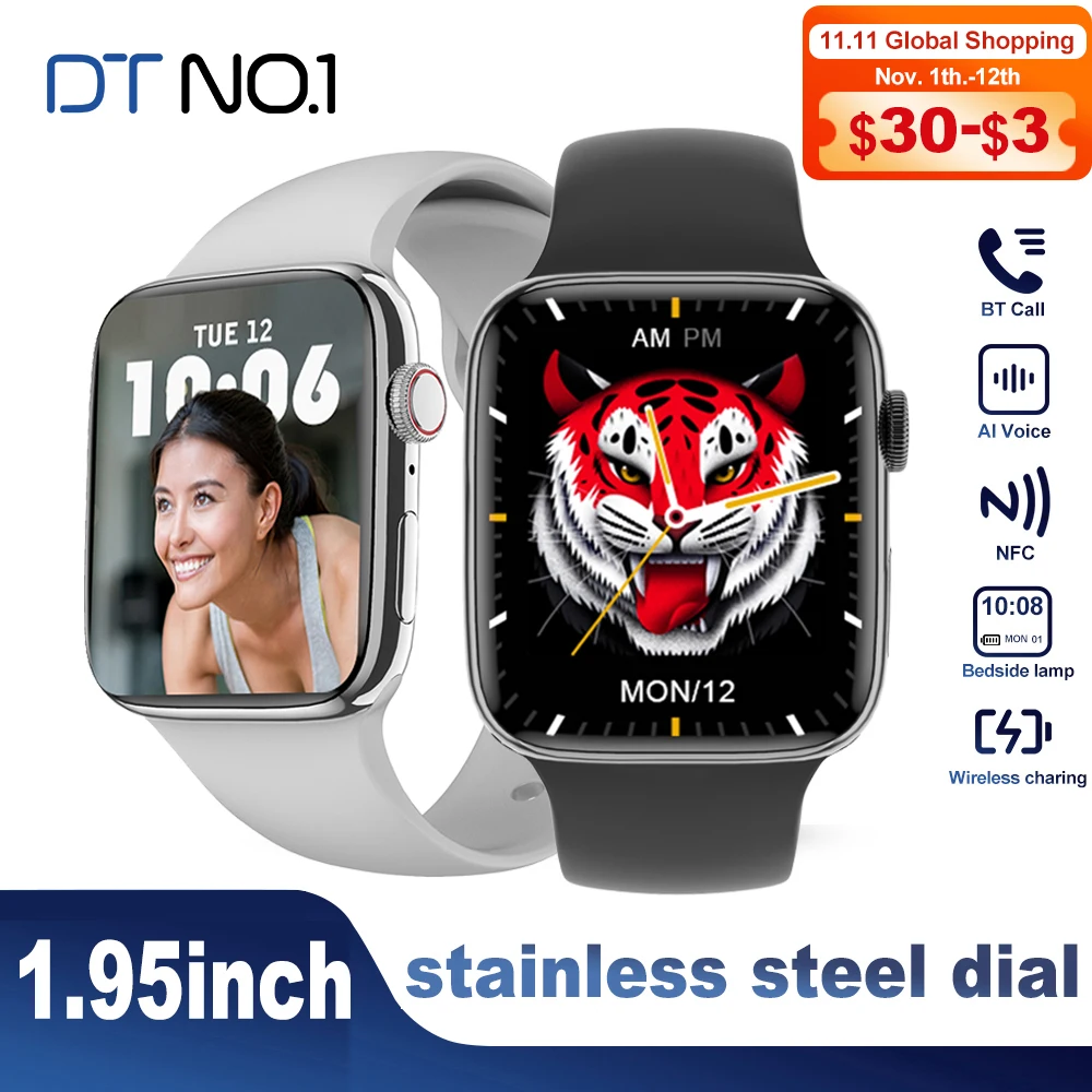 

DT7 Pro Max Stainless Steel Smart Watch Men 1.95'' HD Big Screen NFC Smartwatch Bluetooth Call Wireless Charging PK IWO W37 Pro