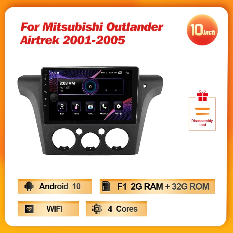 Автомагнитола на Android 11 для Mitsubishi Outlander Airtrek 2001-2005, мультимедийный видеоплеер 2DIN Carplay с Wi-Fi и GPS-навигацией, стерео