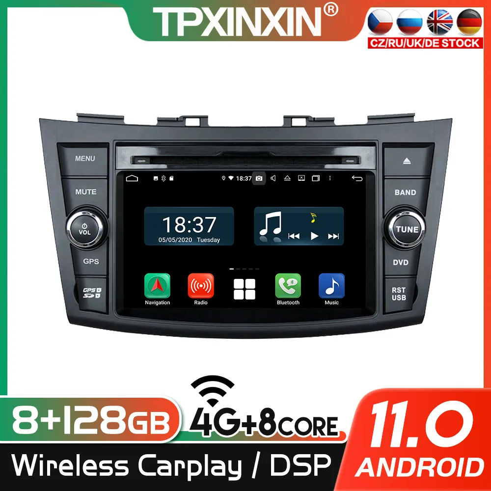 2 din CarPlay Android 11 Navi авторадио для Suzuki Swift 2005-2010 Автомобильный GPS Радио Мультимедийный
