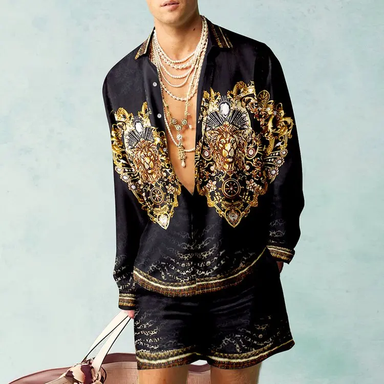 2022 Two piece set Summer New Men's Casual Suit Trend shorts Trousers Hip-hop Style 3d Long sleeved shirt suit
2022 Two piece set Summer New Men's Casual Suit Trend shorts Trousers Hip-hop Style 3d Long sleeved shirt suit