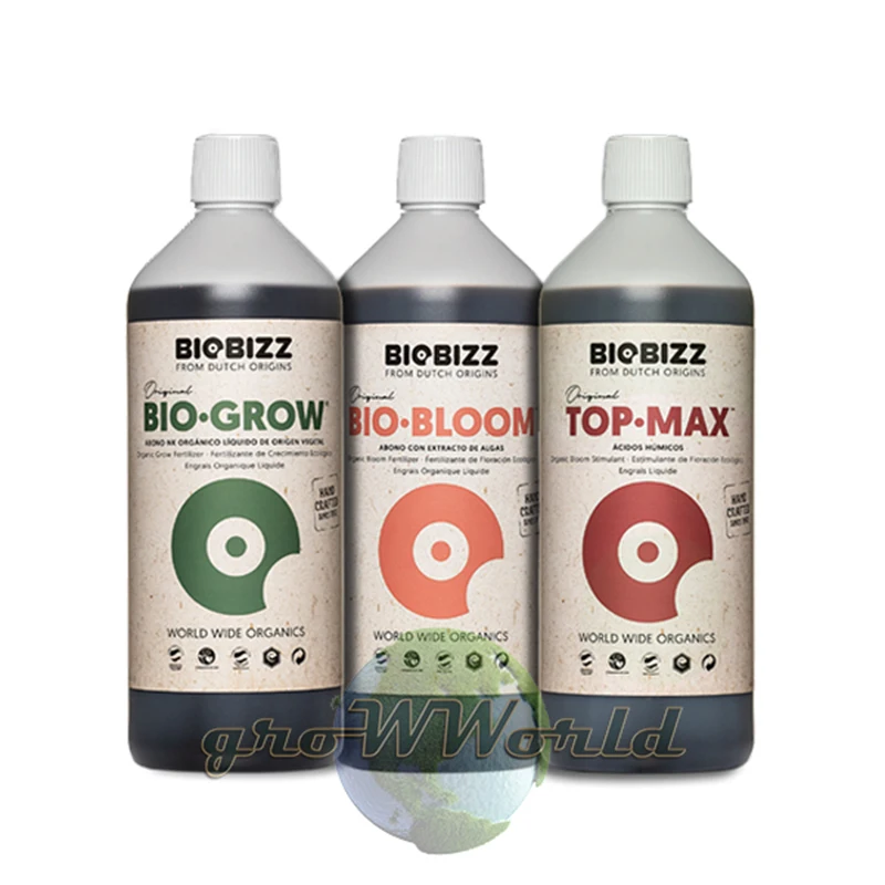 Комплект органических удобрений BioBizz 0.5L Grow Bloom TOPMAX грунт гидропоника | Дом и сад