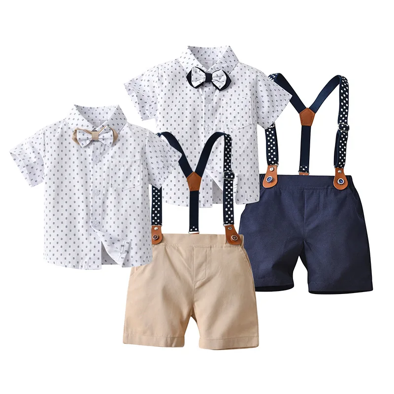 Summer Short-sleeved Shirt Overalls Suit suit 1-5 Boy Baby First Birthday Show Party Dress British Handsome Four-piece Suit
Summer Short-sleeved Shirt Overalls Suit suit 1-5 Boy Baby First Birthday Show Party Dress British Handsome Four-piece Suit