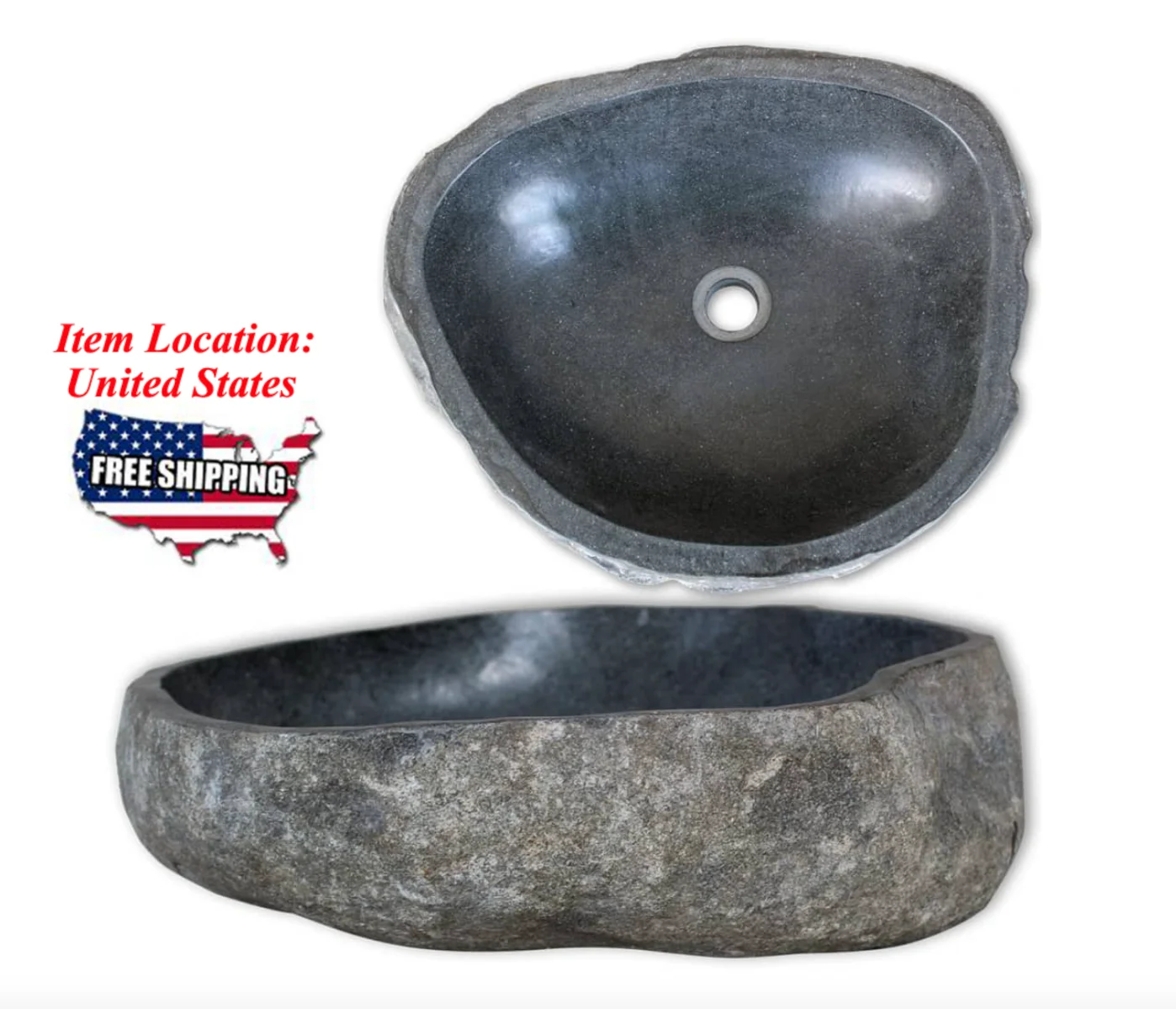 

Natural River Stone Bathroom Sink Basin River Stone Oval for Bathroom Cabinet, Indoor and outdoor Washbasin 11.8"-14.6"