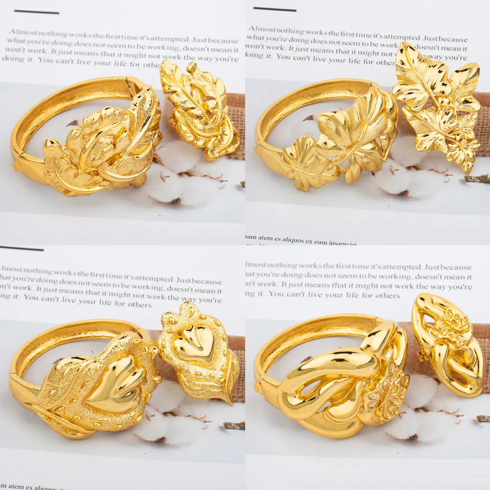 Gold Plated Bangle and Ring Set for Women Weddings Bridal Charm Bangle Adjustable Ring Party Jewelry Set Gifts Accessories
Gold Plated Bangle and Ring Set for Women Weddings Bridal Charm Bangle Adjustable Ring Party Jewelry Set Gifts Accessories