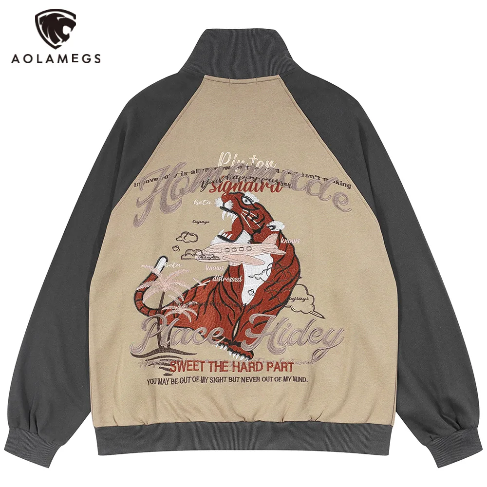 Aolamegs Men's Oversized Jacket Tiger Letter Graphic Embroidery Zipper Stand Collar Coat Hip Hop High Street Fashion Streetwear
Aolamegs Men's Oversized Jacket Tiger Letter Graphic Embroidery Zipper Stand Collar Coat Hip Hop High Street Fashion Streetwear