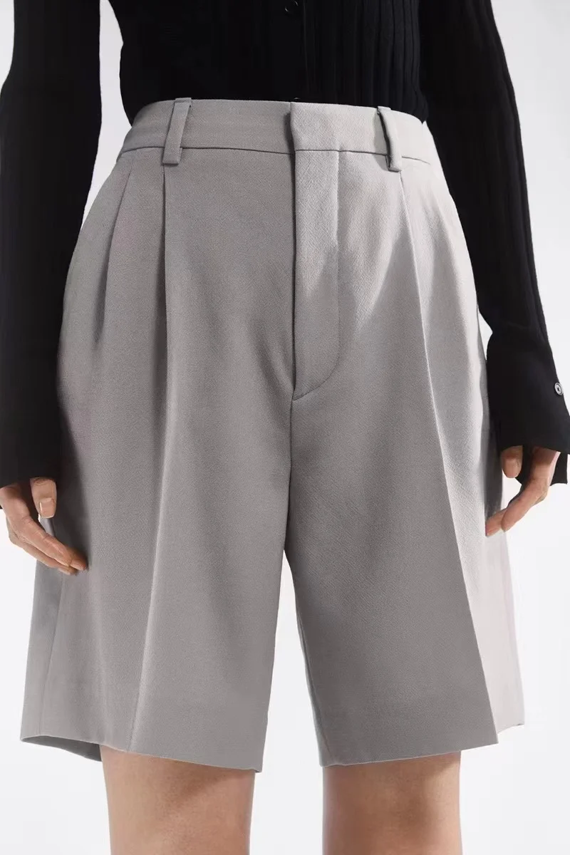 Flipp*K summer women pants knee-length casual elastic wool polyester straight blended black/gray shorts
Flipp*K summer women pants knee-length casual elastic wool polyester straight blended black/gray shorts