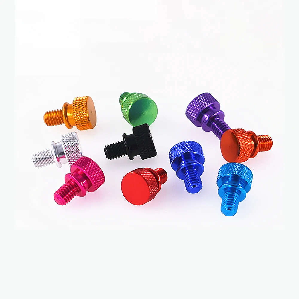 

M6*8/10/12/14/16/20mm Colourful Thumb Screw Aluminum Alloy Flat Head Knurled Hand Tighten Bolts Computer Case DIY Parts