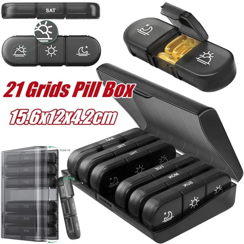 1set Portable Pill Box 21-compartment Pill Box One Week Pill Box Pill Storage Plastic Pill Box
1set Portable Pill Box 21-compartment Pill Box One Week Pill Box Pill Storage Plastic Pill Box