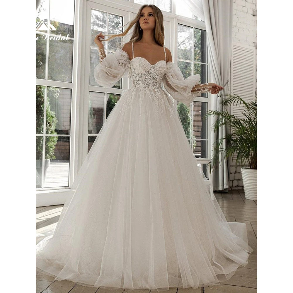 Glitter Wedding Dresses Puff Sleeve Appliques Lace 3D Flowers off Shoulder Tulle Boho Bride Gown 2024 vestidos de novia robe de
Glitter Wedding Dresses Puff Sleeve Appliques Lace 3D Flowers off Shoulder Tulle Boho Bride Gown 2024 vestidos de novia robe de