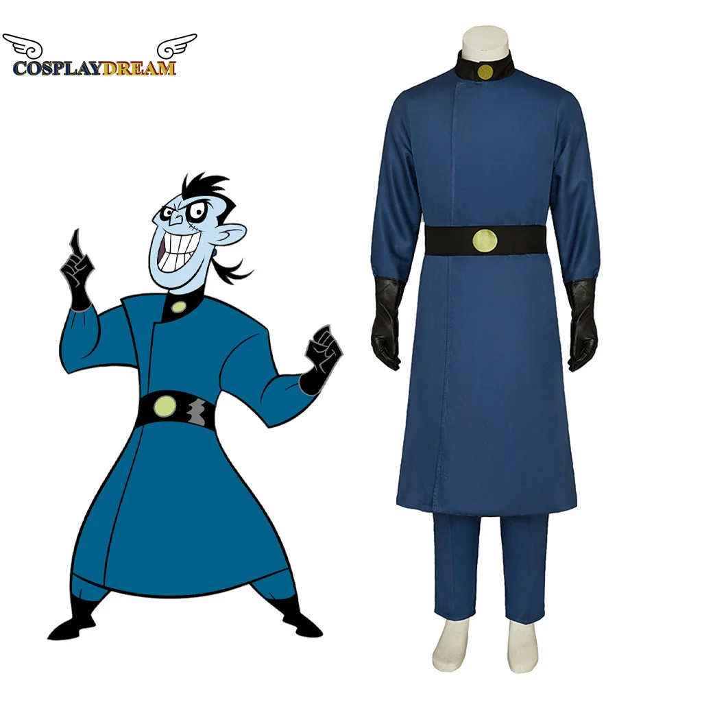

Dr.Drakken Cosplay Costume Shego Boss Dr.Drakken Outfit Adult Blue Trench Coat Pants Halloween Carnival Clothing Custom Made