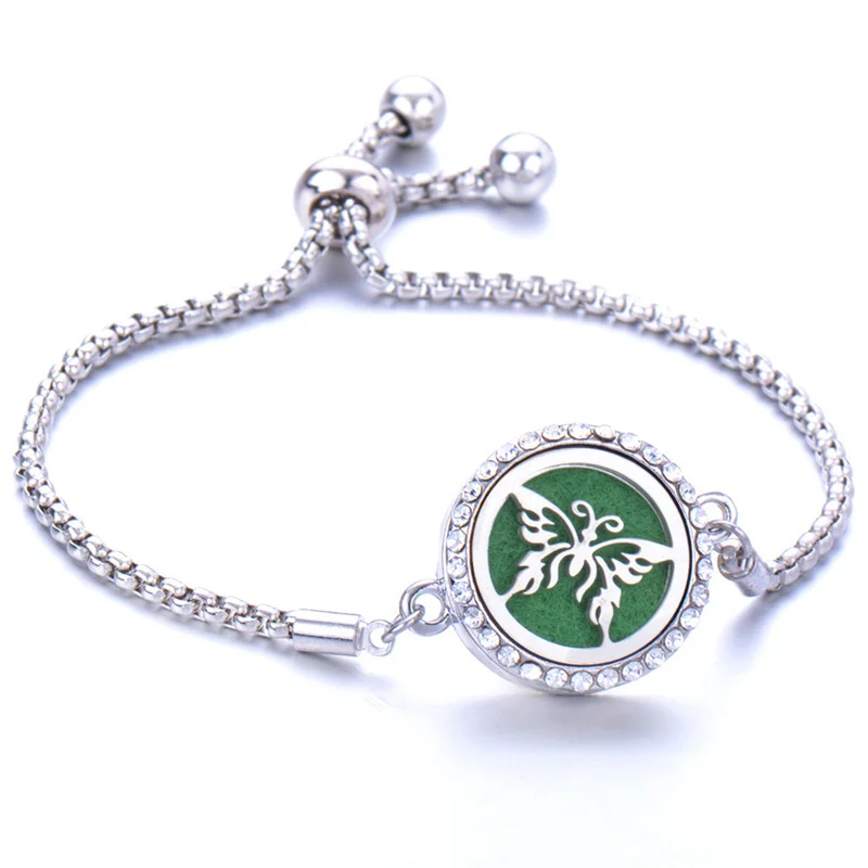 Aromatherapy Bracelet Butterfly Heart Round Locket Stainless Steel Adjustable Perfume Essential Oil Diffuser Bracelets for Women
Aromatherapy Bracelet Butterfly Heart Round Locket Stainless Steel Adjustable Perfume Essential Oil Diffuser Bracelets for Women