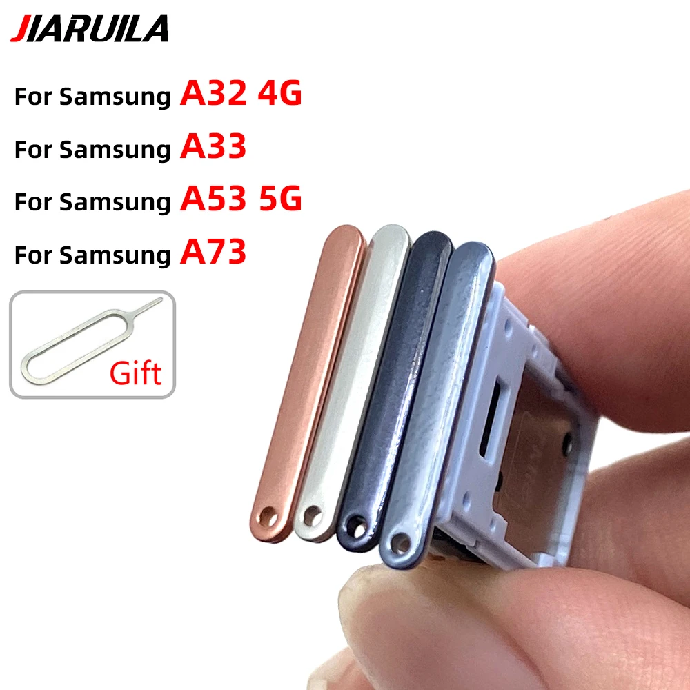 

2Pcs Original New Sim SD Card Tray For Samsung A32 4G A33 A53 5G A73 Phone SIM Chip Holder Slot Adapter Drawer With Repair Part